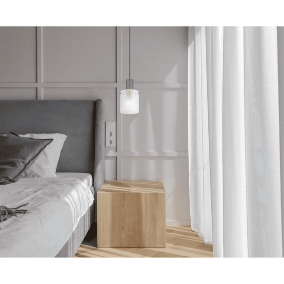 Suspensie, realizata din metal, un abajur din sticla satinata, 180 x 1500 mm, IP20, o sursa cu soclu E27, gri - 2- Roveli