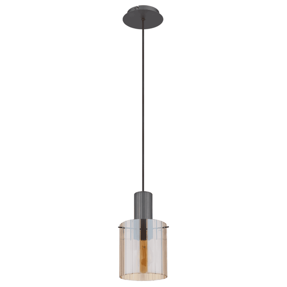 Suspensie, realizata din metal, un abajur din sticla chihlimbar, 180 x 1500 mm, IP20, o sursa cu soclu E27, gri - 4- Roveli