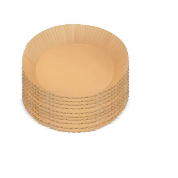 Set hartie de copt pentru friteuza, sigure si practice, unica folosinta, diametru inferior 23 cm, inaltime 4,5 cm, 80 buc, maro - - Roveli