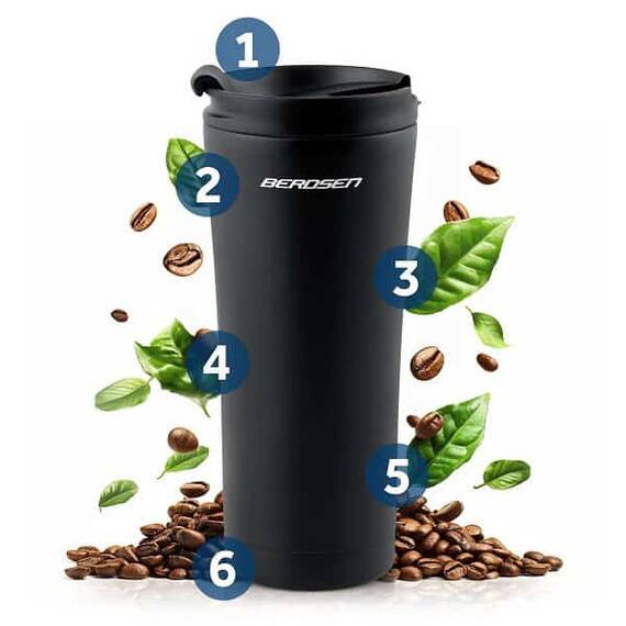 Termos, fabricat din otel inoxidabil,capac strans, forma ergonomica, capacitate 470 ml, negru - 5- Roveli