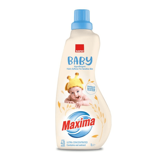 Balsam rufe Sano Maxima Baby, catifelare blanda si prospetime naturala, 1L, 40 spalari, pentru piele sensibila - - Roveli