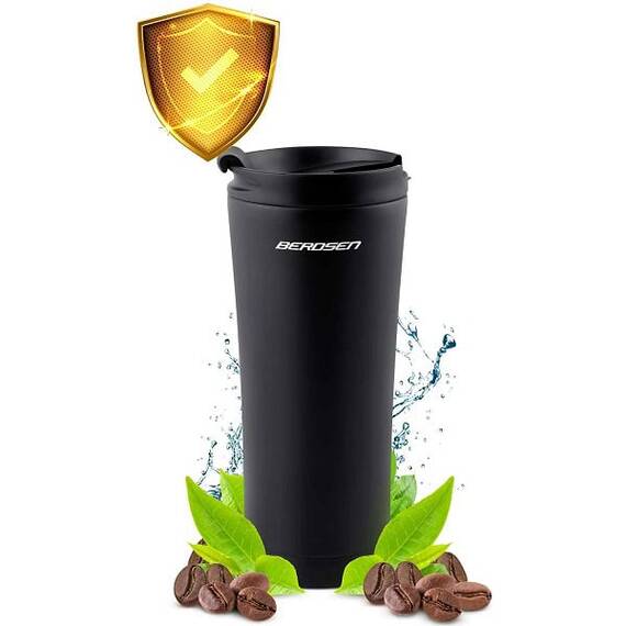 Termos, fabricat din otel inoxidabil,capac strans, forma ergonomica, capacitate 470 ml, negru - 6- Roveli