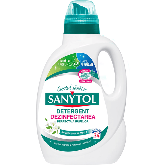 Detergent lichid Sanytol pentru dezinfectarea rufelor, fara clor, prospetime florala, elimina bacteriile si mirosurile, 34 spalari, 1.7 l - - Roveli