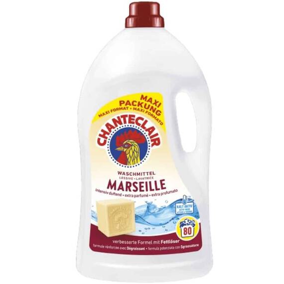 Detergent de rufe lichid Chanteclair Marseille, parfum traditional de sapun de Marsilia, formula concentrata, 3.6 l, 80 spalari - - Roveli