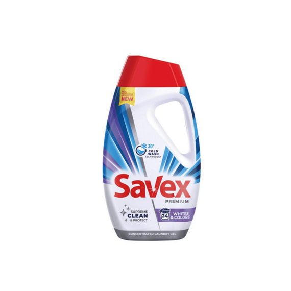 Detergent de rufe lichid Savex Premium  White and Color, protejeaza culorile si albul, 1.08 l, 24 spalari - - Roveli