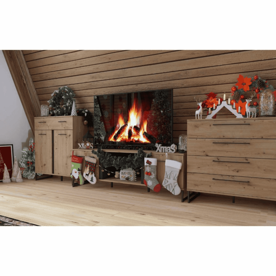 Coronita de Craciun DacEnergy©, realizata din PVC, diametru de 61 cm, cu fructe artificiale rosii si conuri de brad, 140 varfuri, verde - 4- Roveli