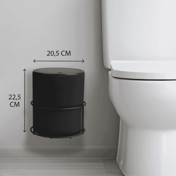 Cos de gunoi, fabricat din plastic si otel, design modern, 5 L, forma cilindrica, 22.5 x 19 x 19 cm, negru - 4- Roveli