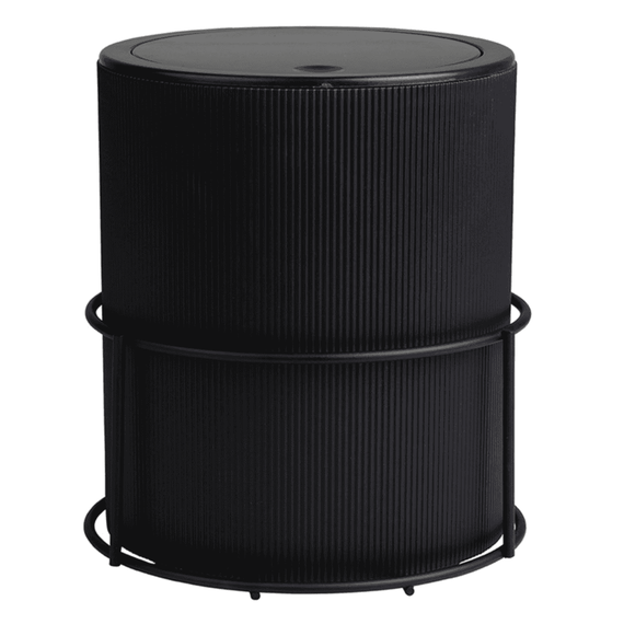 Cos de gunoi, fabricat din plastic si otel, design modern, 5 L, forma cilindrica, 22.5 x 19 x 19 cm, negru - - Roveli