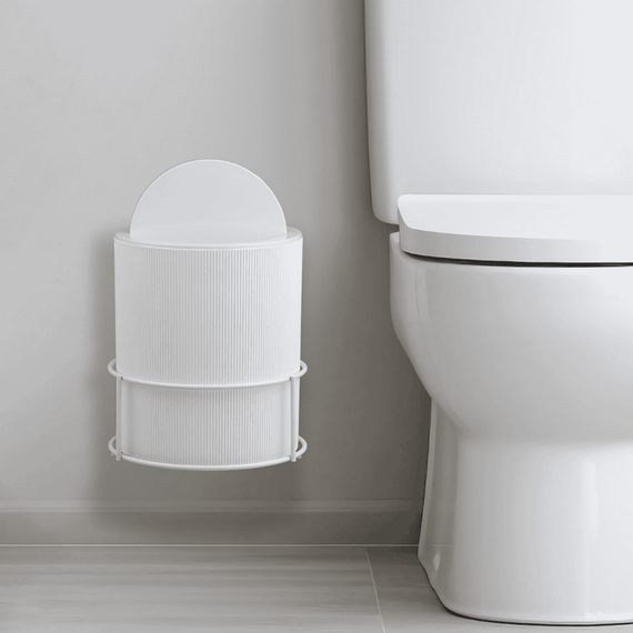 Cos de gunoi, fabricat din plastic si otel, design modern, 5 L, forma cilindrica, 22.5 x 19 x 19 cm, alb - 8- Roveli