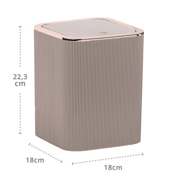 Cos de gunoi, realizat din plastic, forma dreptunghiulara, design modern si elegant, 5 L, 18 x 18 x 22.5 cm, culoarea maro si roz - 3- Roveli