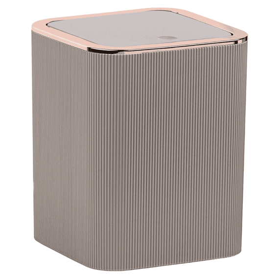 Cos de gunoi, realizat din plastic, forma dreptunghiulara, design modern si elegant, 5 L, 18 x 18 x 22.5 cm, culoarea maro si roz - - Roveli