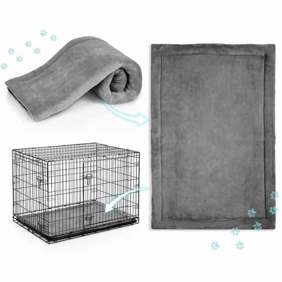 Cusca metalica pentru caini DacEnergy©, tava detasabila din plastic, 2 intrari, marimea L, pliabil, cu maner, cu pat confortabil, 107 x 71 x 77 cm, negru - 4- Roveli