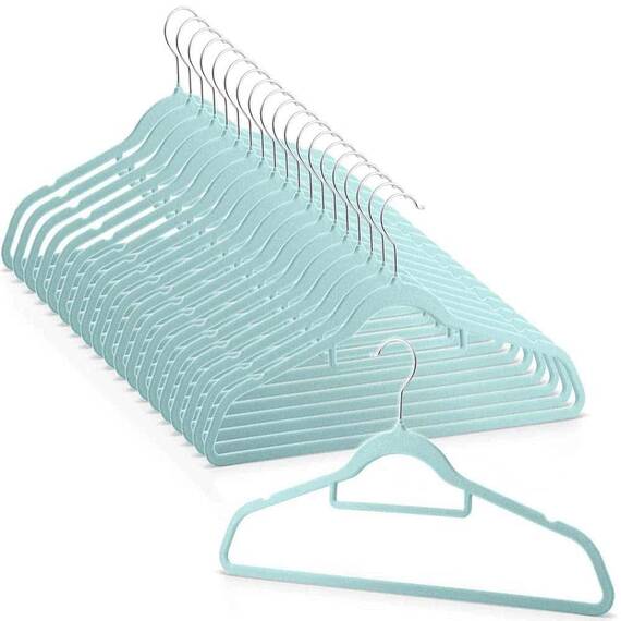 Set de umerase, polipropilena si catifea, carlig din otel, 44, 5 x 15,5 cm, inaltimea carligului 7,5 cm, 20 de bucati, menta - 7- Roveli