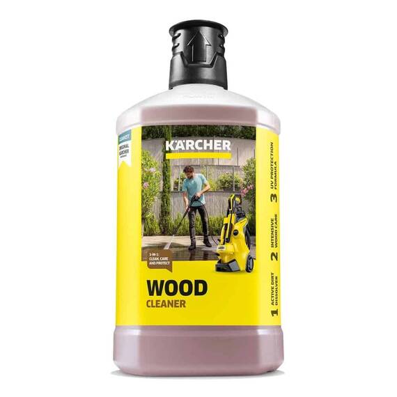​Detergent pentru lemn Karcher, curata murdaria, agent de protectie impotriva razelor UV, pentru aparat de spalat cu presiune K 2, K 3, K 4, K 5, K 7, 1 litru - - Roveli