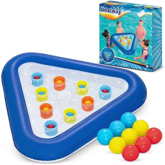 ​Joc de biliard pentru piscina Bestway, material PVC, triunghi gonflabil, 9 bile colorate, 105 x 97 cm - 2- Roveli