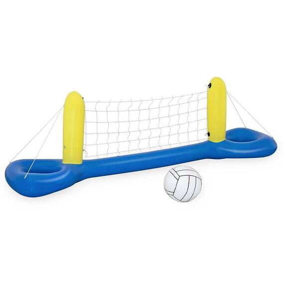 ​Poarta de volei gonflabila pentru piscina Bestway, material PVC, minge, plasa durabila, 252 x 64 cm, galben si albastru - 2- Roveli