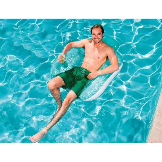 ​Colac de inot Bestway, material PVC, suport pentru bauturi, spatar confortabil, 102 x 94 cm, albastru - 2- Roveli