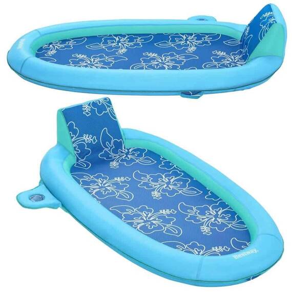 ​Saltea gonflabila pentru inot Bestway, cu spatar, suport pentru bauturi, curele de umar suplimentare, sarcina maxima 140 kg, 188 x 98 x 38 cm, albastru - 2- Roveli