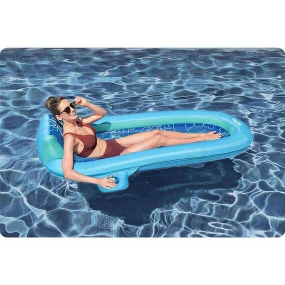 ​Saltea gonflabila pentru inot Bestway, cu spatar, suport pentru bauturi, curele de umar suplimentare, sarcina maxima 140 kg, 188 x 98 x 38 cm, albastru - 3- Roveli