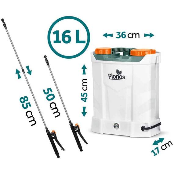 ​Pompa de stropit cu acumulator, plumb-acid, 12 V, 8 Ah, 4 duze diferite, presiune maxima 5,5 bar, debit maxim 3,1 l/min, timp de lucru 3-4 ore, 45 x 36 x 17 cm, 16 l - 9- Roveli