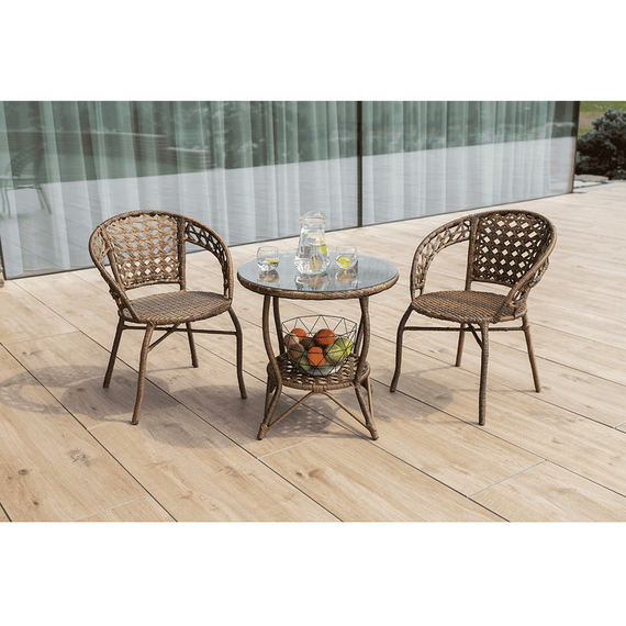 Set de grădină din rattan 1 + 2, maro, JARUB - 7- Roveli