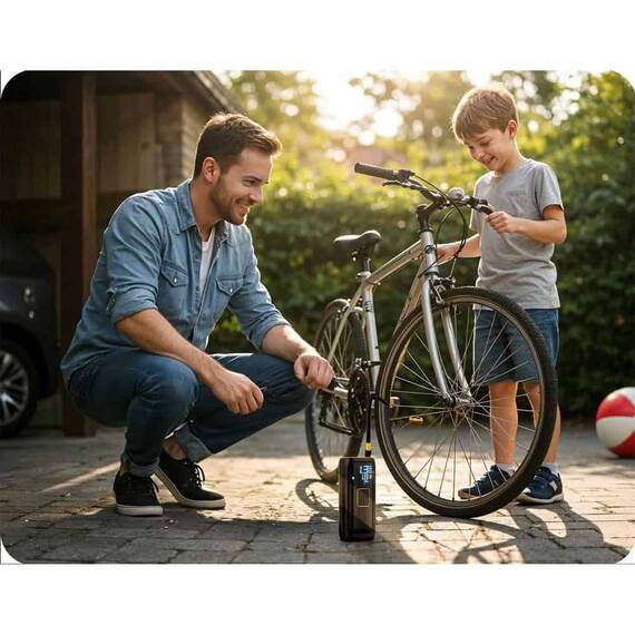 Compresor electric fara fir, afisaj LED, incarcare USB-C, debit aer 20-22 l/min, capacitate baterie 4000mAh, lanterna incorporata - 8- Roveli