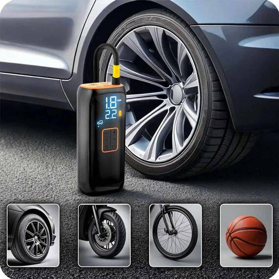 Compresor electric fara fir, afisaj LED, incarcare USB-C, debit aer 20-22 l/min, capacitate baterie 4000mAh, lanterna incorporata - 12- Roveli