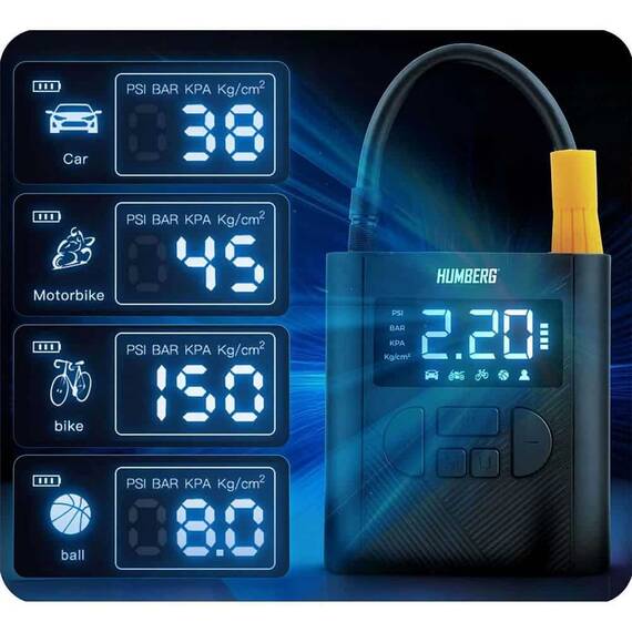 Compresor electric fara fir, afisaj LED, incarcare USB-C, debit aer 20-22 l/min, capacitate baterie 6000mAh, protecție la supraîncălzire, funcția Power Bank, tensiune 12V - 8- Roveli