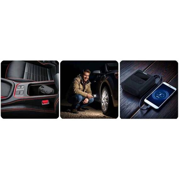 Compresor electric fara fir, afisaj LED, incarcare USB-C, debit aer 20-22 l/min, capacitate baterie 6000mAh, protecție la supraîncălzire, funcția Power Bank, tensiune 12V - 12- Roveli