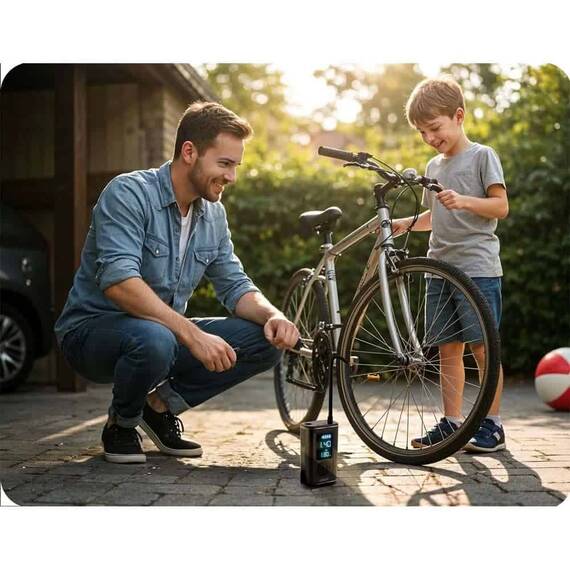 Compresor electric fara fir, afisaj LED, incarcare USB-C, debit aer 18l/min, capacitate baterie 2500mAh, lanterna incorporata - 2- Roveli