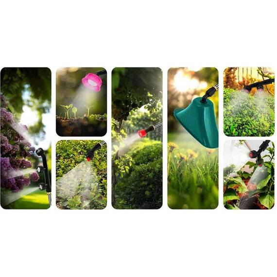 Pompa de stropit, cu acumulator, plumb-acid, 12 V, 8 Ah, turatia motor 2800 - 3200 rpm, 0, 10-0, 45 Mpa, filtru dublu, 8 duze diferite, lance cu 4 duze de 108, 5 cm, 18 l, 54 x 36 x 19 cm - 4- Roveli