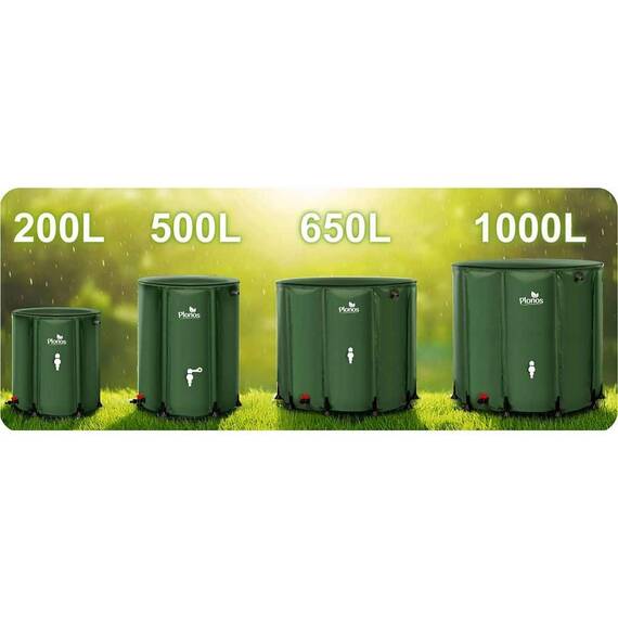 Rezervor de apa, cadru durabil, material PVC rezistent, robinet cu supapa, robinet cu supapa de pornire/oprire, supapa de golire, 1000 l, 98 x 120 cm, verde - 4- Roveli