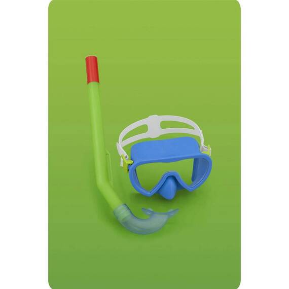 ​Set de scufundari pentru copii Bestway, lentile hipoalergenice, curea din silicon, masca, labe de inot, tub de respirat, albastru - 3- Roveli