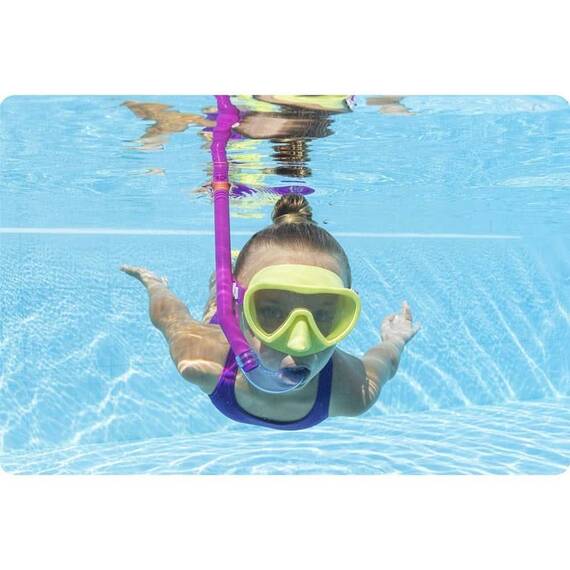 ​Set de scufundari pentru copii Bestway, lentile hipoalergenice, curea din silicon, masca, labe de inot, tub de respirat, galben - 5- Roveli
