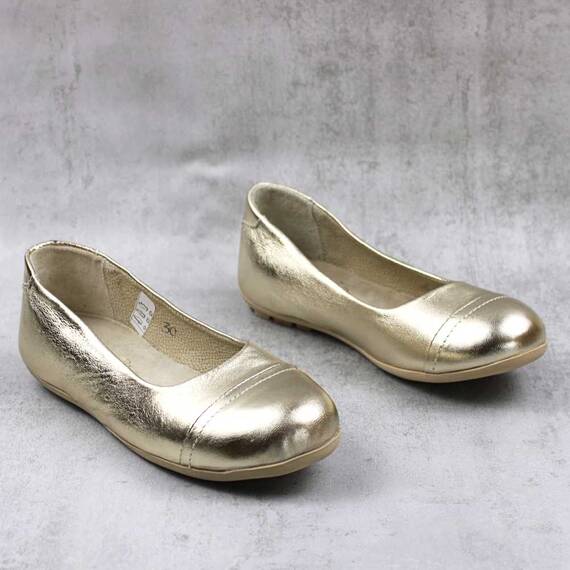 Balerini usori , din piele naturala  , pentru copii 3221-AURIU/S, Culoare (12): Auriu, Marime (12): 31 - 2- Roveli