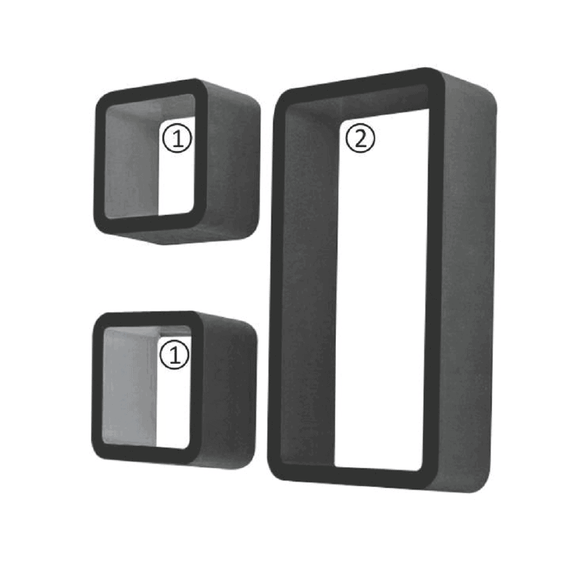 Poliţe, 3 buc, negru, TRIX FY 7493 - - Roveli