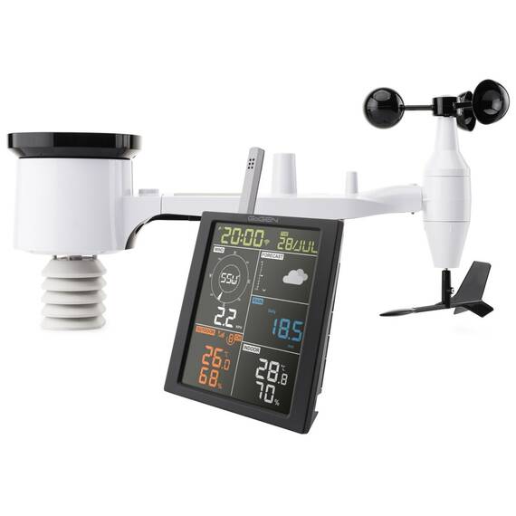 Statie meteo profesionala GoGEN ME 3700, viteza, directia si rafalele vantului, senzor ploaie, Wi-Fi 100 metri, color - - Roveli
