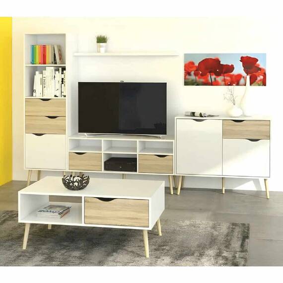 Etajeră cu sertar, stejar sonoma/alb, OSLO 75385 - 7- Roveli