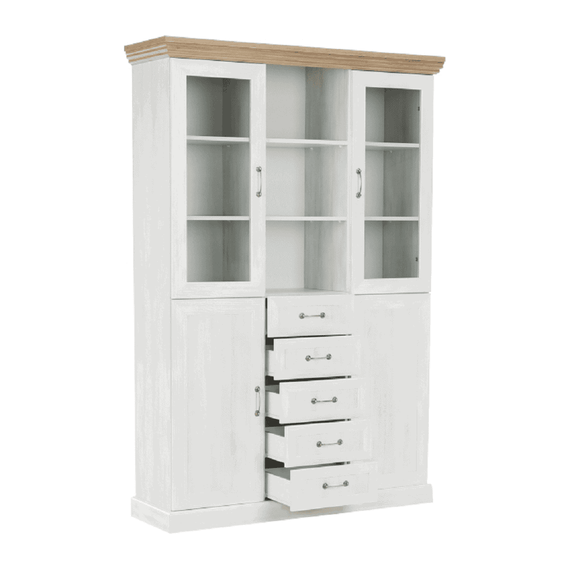 Vitrină, pin nordic/stejar sălbatic, ROYAL W2D - 6- Roveli