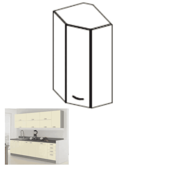 Dulap superior, crem extra lucios, PRADO 60/60 N G-72 - 2- Roveli