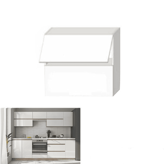 Dulap superior cu 2 uşi orizontale, alb super luciu HG, LINE ALB G80 - 5- Roveli
