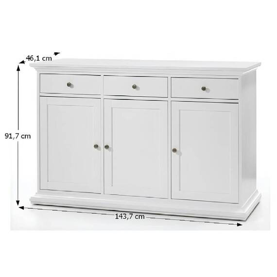 Comodă, PAL înfoliat/MDF lăcuit, alb, PARIS 77824 - 3- Roveli