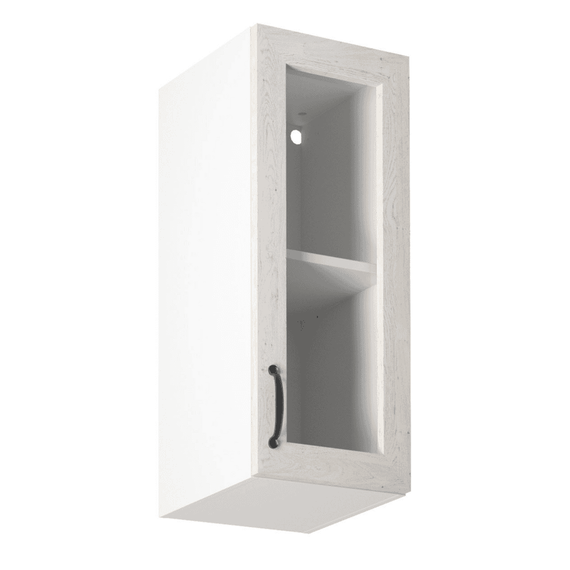 Dulap superior, cu sticlă, alb/pin nordic, model dreapta, ROYAL G30S - - Roveli