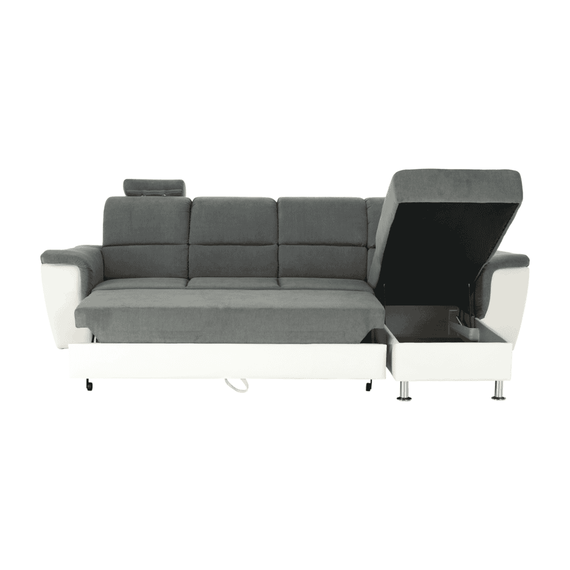 Colţar mic, piele ecologică alb/material textil gri, model dreapta, SANTIAGO COLŢAR MIC - 6- Roveli