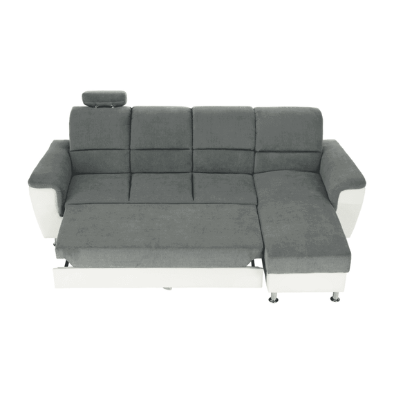Colţar mic, piele ecologică alb/material textil gri, model dreapta, SANTIAGO COLŢAR MIC - 9- Roveli
