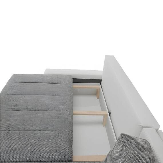 Colţar, piele ecologică/ alb/material gri melir, TONIKS - 4- Roveli