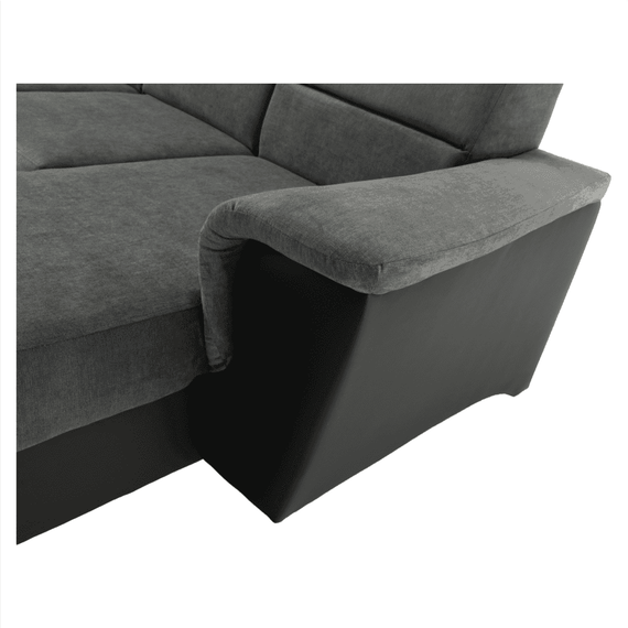 Colţar, piele eco neagră/textil gri închis, stânga, SANTIAGO U - 8- Roveli