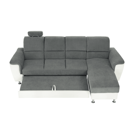Colţar mic, piele ecologică alb/material textil gri, model dreapta, SANTIAGO COLŢAR MIC - 8- Roveli
