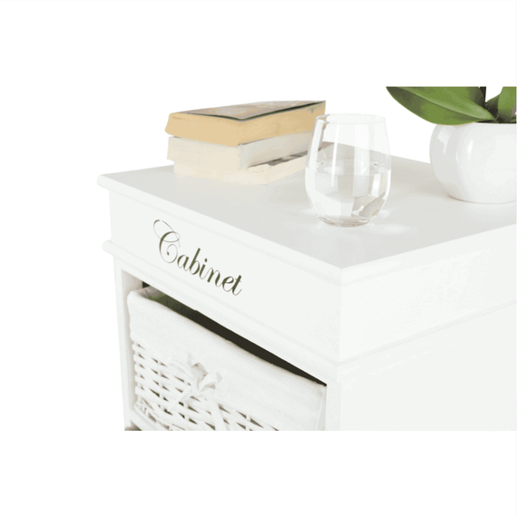 Comodă cu 4 sertare (coşuri), alb, BLANCO - 11- Roveli