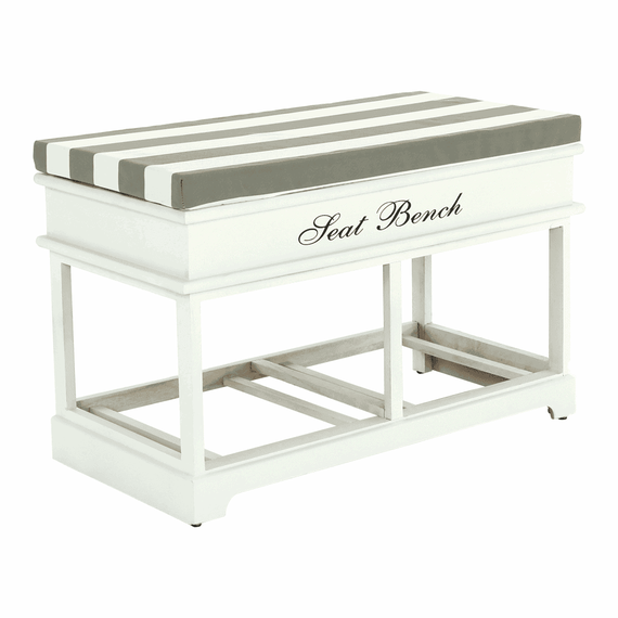 Bancă cu pernă, 2 sertare, alb/gri, SEAT BENCH 2 NEW - 7- Roveli